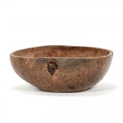 Swedish Round Yellow Ocher Painted Primitive Dug Out Root Bowl - 3315487