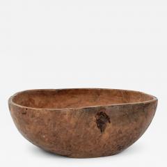 Swedish Round Yellow Ocher Painted Primitive Dug Out Root Bowl - 3316333