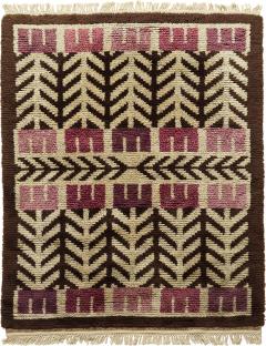 Swedish Rya Rug WIth Abstracted Floral Pattern - 3304793