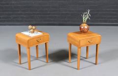 Swedish Scandinavian Modern Oak Night Stands w Brass Accent Handle - 4702229