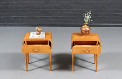 Swedish Scandinavian Modern Oak Night Stands w Brass Accent Handle - 4702234