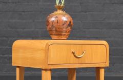 Swedish Scandinavian Modern Oak Night Stands w Brass Accent Handle - 4702239
