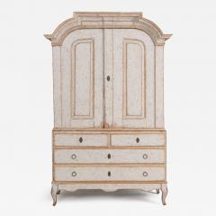 Swedish Two Part Painted Linen Press Cabinet 18th c Rococo Period - 4483721