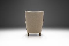 Swedish Upholstered Wooden Armchair with Curved Arms Sweden ca 1940s - 3213399