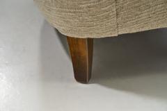 Swedish Upholstered Wooden Armchair with Curved Arms Sweden ca 1940s - 3213406