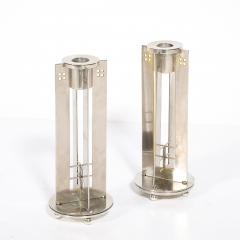 Swid Powell Pair of Modernist Signed Swid Powell Geometric Candlestick Holders - 4745206