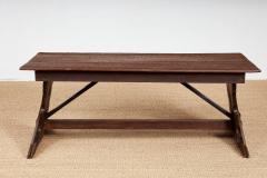 Swiss Trestle Table with Graffiti Carvings - 4331292