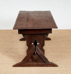 Swiss Trestle Table with Graffiti Carvings - 4331295