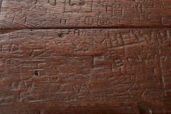 Swiss Trestle Table with Graffiti Carvings - 4331300