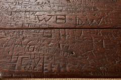 Swiss Trestle Table with Graffiti Carvings - 4331301