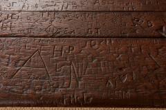 Swiss Trestle Table with Graffiti Carvings - 4331302