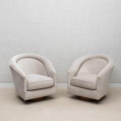 Swivel Chair in Grey Velvet with Wood by MOGUL IN STOCK - 4208011