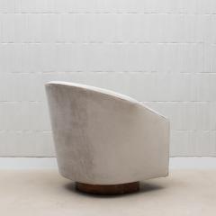 Swivel Chair in Grey Velvet with Wood by MOGUL IN STOCK - 4208091