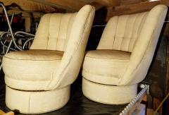 Swivel Lounge Chairs Vintage Raw Silk American 1960s 70s - 1555432