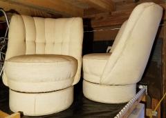 Swivel Lounge Chairs Vintage Raw Silk American 1960s 70s - 1555436