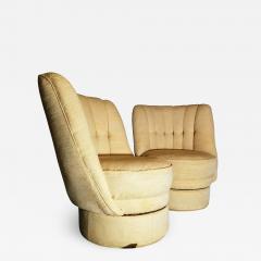 Swivel Lounge Chairs Vintage Raw Silk American 1960s 70s - 1555548