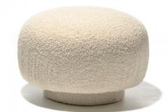 Swivel Mushroom Top Post Modern Style Ottoman Pouf in Ivory White Boucl  - 2450838