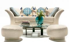Swivel Mushroom Top Post Modern Style Ottoman Pouf in Ivory White Boucl  - 2450855