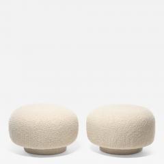 Swivel Mushroom Top Post Modern Style Ottoman Pouf in Ivory White Boucl  - 2459769