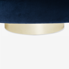 Swivel Tub Chairs in Navy Velvet with Polished Brass Bases Pair - 610309