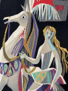 Sylvain Froidevaux 1950s Hand made Aubusson tapestry by Sylvain Froidevaux - 4774971