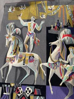 Sylvain Froidevaux 1950s Hand made Aubusson tapestry by Sylvain Froidevaux - 4774977