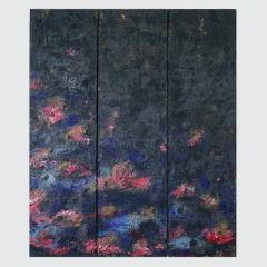 Sylvie Peyneau JAPANESE GARDEN TRIPTYCH Oil and pastel painting 200 x 150 cm - 4019158