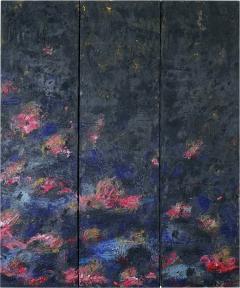 Sylvie Peyneau JAPANESE GARDEN TRIPTYCH Oil and pastel painting 200 x 150 cm - 4020061