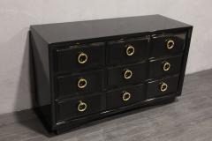 T H Robsjohn Gibbings A Pair of T H Robsjohn Gibbings for Widdicomb Black Lacquer and Brass Chests - 3202882