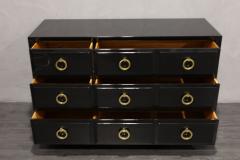 T H Robsjohn Gibbings A Pair of T H Robsjohn Gibbings for Widdicomb Black Lacquer and Brass Chests - 3202883