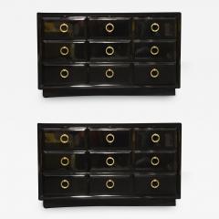 T H Robsjohn Gibbings A Pair of T H Robsjohn Gibbings for Widdicomb Black Lacquer and Brass Chests - 3204088