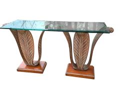 T H Robsjohn Gibbings ART DECO CERUSED WOOD PLUMES CONSOLE BY THEODORE ROBJSJOHN GIBBINGS - 4442150