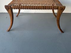 T H Robsjohn Gibbings An American Modern Walnut and Leather Bench style of T H Robsjohn Gibbings - 4602170