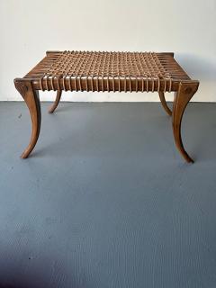 T H Robsjohn Gibbings An American Modern Walnut and Leather Bench style of T H Robsjohn Gibbings - 4613510
