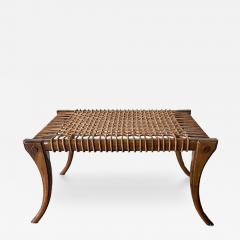 T H Robsjohn Gibbings An American Modern Walnut and Leather Bench style of T H Robsjohn Gibbings - 4710167