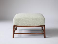 T H Robsjohn Gibbings Elm and Boucle Upholstered Stool by T H Robsjohn Gibbings  - 3360182