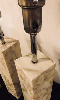 T H Robsjohn Gibbings Fine Custom Pair of T H Robsjohn Gibbings Marble Column Form Table Lamps - 3002359