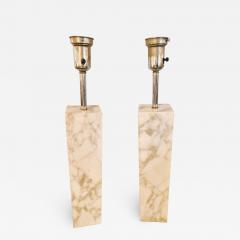 T H Robsjohn Gibbings Fine Custom Pair of T H Robsjohn Gibbings Marble Column Form Table Lamps - 3018936