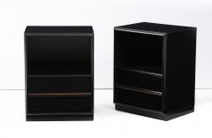 T H Robsjohn Gibbings Gibbings Black Satin Lacquer Nightstands - 2198476