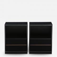 T H Robsjohn Gibbings Gibbings Black Satin Lacquer Nightstands - 2200164