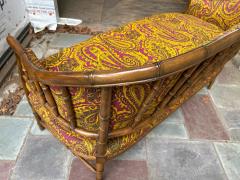 T H Robsjohn Gibbings Magnificent Faux Bamboo Mid Century Loveseat Settee Eaglesham Paisley - 4361890