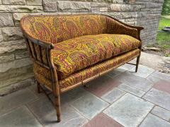 T H Robsjohn Gibbings Magnificent Faux Bamboo Mid Century Loveseat Settee Eaglesham Paisley - 4361900