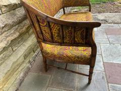 T H Robsjohn Gibbings Magnificent Faux Bamboo Mid Century Loveseat Settee Eaglesham Paisley - 4361971