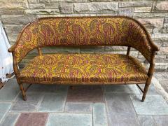 T H Robsjohn Gibbings Magnificent Faux Bamboo Mid Century Loveseat Settee Eaglesham Paisley - 4361982