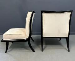 T H Robsjohn Gibbings Mid Century Ebonized Slipper Chairs in the Style of Robsjohn Gibbings - 3862655