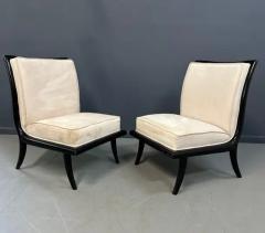 T H Robsjohn Gibbings Mid Century Ebonized Slipper Chairs in the Style of Robsjohn Gibbings - 3862660