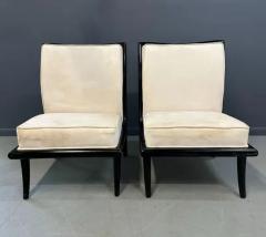 T H Robsjohn Gibbings Mid Century Ebonized Slipper Chairs in the Style of Robsjohn Gibbings - 3862691