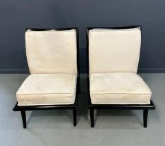 T H Robsjohn Gibbings Mid Century Ebonized Slipper Chairs in the Style of Robsjohn Gibbings - 3862694