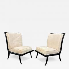 T H Robsjohn Gibbings Mid Century Ebonized Slipper Chairs in the Style of Robsjohn Gibbings - 3864519