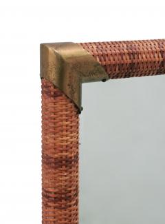 T H Robsjohn Gibbings Mirror with Cane Wrapped Frame by T H Robsjohn Gibbings - 179256